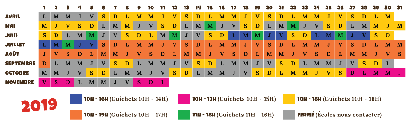 Calendrier du Village des fous 2019
