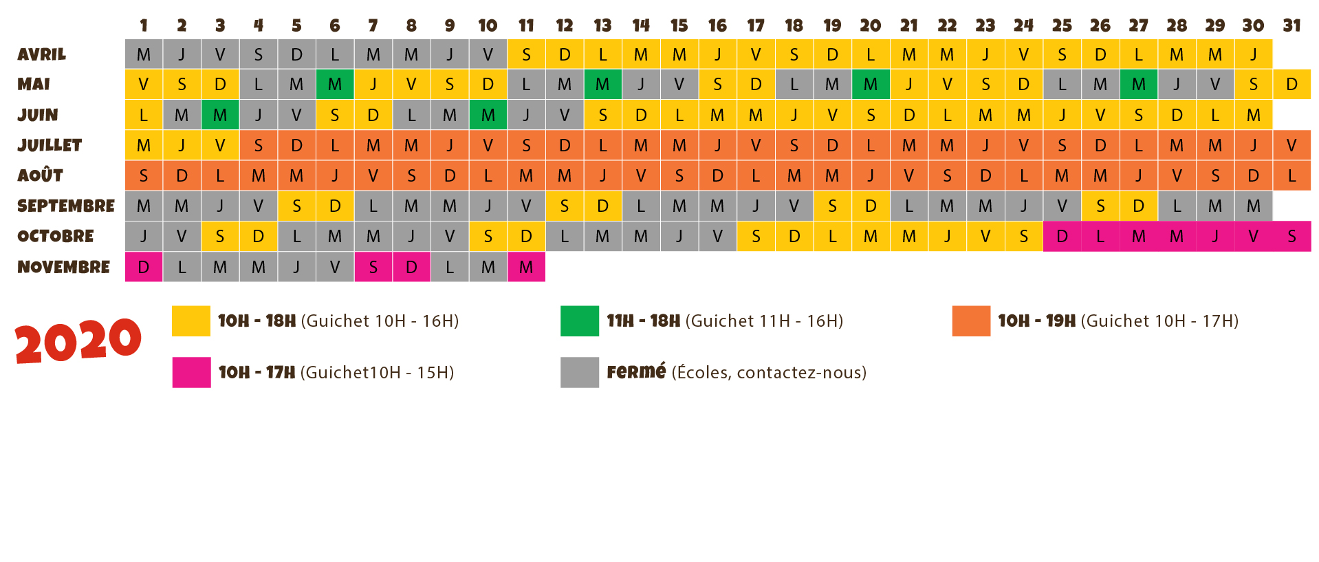 calendrier 2020 Le Village des Fous