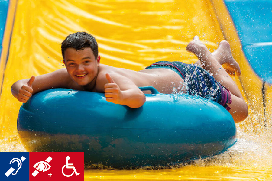 Jeu aquatique descente en bouée - Non adapté handicap moteur - Non adapté handicap visuel